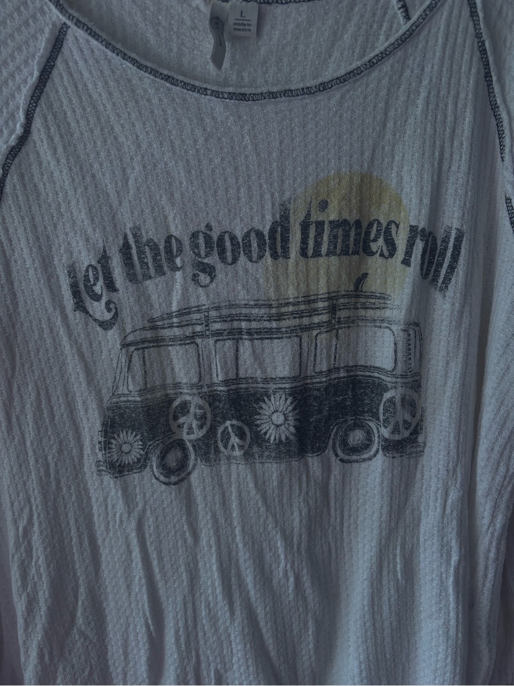 White Long Sleeve Graphic Tee - 'Let the Good Times Roll'